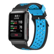 Per Huawei Watch D cinturino in silicone punzonato a due colori (nero blu)