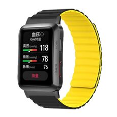 Per Huawei Watch D cinturino magnetico in silicone (nero giallo)