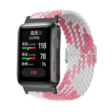 Per Huawei Watch D cinturino regolabile in nylon intrecciato (rosa bianco)