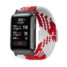 Per Huawei Watch D cinturino regolabile in nylon intrecciato (rosso bianco)