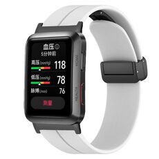 Per Huawei Watch D cinturino in silicone con fibbia magnetica pieghevole in tinta unita (bianco)