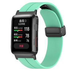 Per Huawei Watch D cinturino in silicone con fibbia magnetica pieghevole in tinta unita (verde menta)