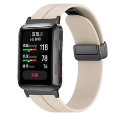 Per Huawei Watch D cinturino in silicone con fibbia magnetica pieghevole in tinta unita (bianco crema)