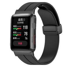 Per Huawei Watch D cinturino in silicone con fibbia magnetica pieghevole in tinta unita (nero)