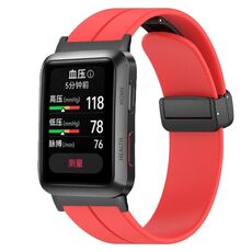 Per Huawei Watch D cinturino in silicone con fibbia magnetica pieghevole in tinta unita (rosso)