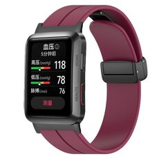 Per Huawei Watch D cinturino in silicone con fibbia magnetica pieghevole in tinta unita (vino rosso)