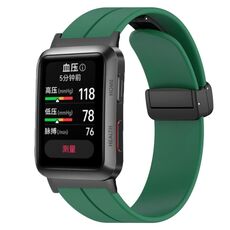 Per Huawei Watch D cinturino in silicone con fibbia magnetica pieghevole in tinta unita (verde militare)