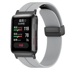Per Huawei Watch D cinturino in silicone con fibbia magnetica pieghevole in tinta unita (grigio chiaro)