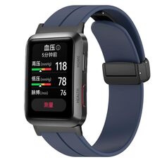 Per Huawei Watch D cinturino in silicone con fibbia magnetica pieghevole in tinta unita (blu notte)