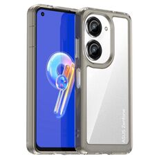 Per Asus Zenfone 10 Custodia per telefono ibrida in TPU acrilico serie colorata (grigio trasparente)