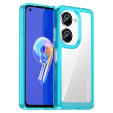 Per Asus Zenfone 10 Custodia per telefono ibrida in TPU acrilico serie colorata (blu trasparente)