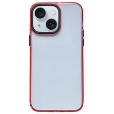 Per iPhone 15 Custodia per telefono antiurto trasparente in acrilico 2 in 1 (rossa)