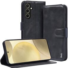 Custodia per telefono in pelle flip serie IMAK Count per Samsung Galaxy A35 5G (nera)