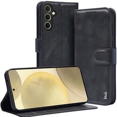 Custodia per cellulare in pelle Flip serie IMAK Count per Samsung Galaxy A55 5G (nera)