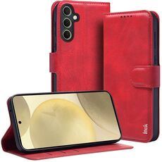 Custodia in pelle flip per Samsung Galaxy A55 5G IMAK Count Series (rossa)