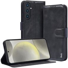 Custodia per cellulare in pelle Flip serie IMAK Count per Samsung Galaxy S24 5G (nera)