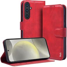 Custodia per telefono in pelle Flip serie IMAK Count per Samsung Galaxy S24 5G (rossa)