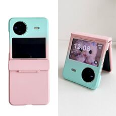 Per vivo X Flip Skin Feel PC Custodia antiurto a copertura totale (rosa + azzurro)
