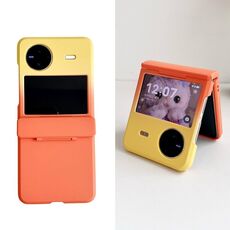Per vivo X Flip Skin Feel PC Custodia antiurto a copertura totale (arancione + giallo)