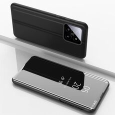 Per Xiaomi 14 Pro Custodia per telefono in pelle con vibrazione orizzontale a specchio placcato con supporto (nero)