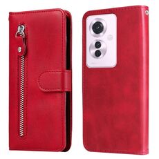 Custodia per cellulare in pelle con cerniera per OPPO Reno11 F Global / F25 Pro Global Fashion (rosso)