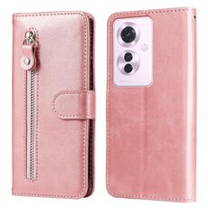 Per OPPO Reno11 F Global / F25 Pro Global Fashion Custodia in pelle con cerniera con texture di vitello (oro rosa)