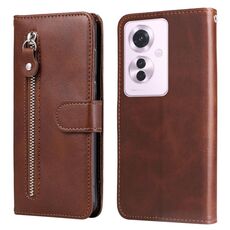 Per OPPO Reno11 F Global / F25 Pro Global Fashion Custodia in pelle con cerniera con texture di vitello (marrone)