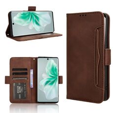 Per vivo S18 5G / S18 Pro 5G Custodia in pelle con texture di vitello e slot per schede (marrone)