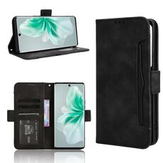 Custodia in pelle per vivo V30 5G / V30 Pro 5G con texture di vitello e slot per schede (nero)