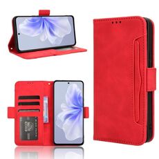 Per vivo S18e 5G Custodia per telefono in pelle con texture di vitello con slot per schede (rosso)