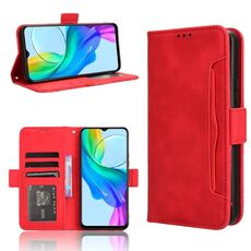 Per vivo Y03 4G Pelle di vitello Texture Slot per schede Custodia in pelle per telefono (Rosso)
