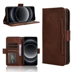 Custodia per telefono in pelle con slot per schede con texture di vitello Ultra Skin Feel per Xiaomi 14 (marrone)