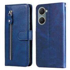 Per vivo Y03 4G Custodia per cellulare in pelle con cerniera alla moda con texture di vitello (blu)