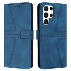Custodia per telefono in pelle tinta unita triangolare per Samsung Galaxy S24 Ultra 5G (blu)