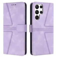 Custodia per telefono in pelle tinta unita triangolare per Samsung Galaxy S24 Ultra 5G (viola)