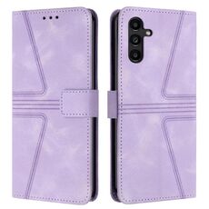 Custodia per telefono in pelle tinta unita triangolare per Samsung Galaxy S24+ 5G (viola)