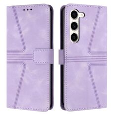 Custodia per telefono in pelle tinta unita triangolare per Samsung Galaxy S23+ 5G (viola)