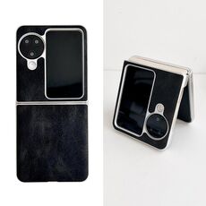 Per OPPO Find N3 Flip Skin Feel Custodia in pelle con vernice perlescente antiurto (Nero)