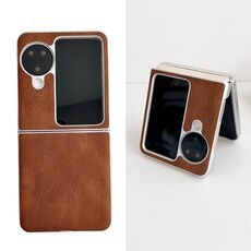 Per OPPO Find N3 Flip Skin Feel Custodia in pelle con vernice perlescente antiurto (marrone)