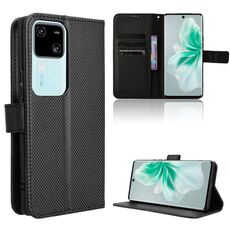 Custodia per telefono in pelle con texture diamante per vivo S18 5G / S18 Pro 5G (nera)