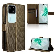 Custodia per telefono in pelle con texture diamante per vivo S18 5G / S18 Pro 5G (marrone)