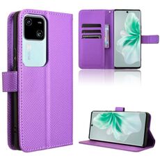 Custodia per telefono in pelle con texture diamante per vivo S18 5G / S18 Pro 5G (viola)