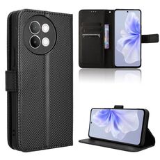 Custodia per telefono in pelle con texture diamante vivo S18e 5G (nera)