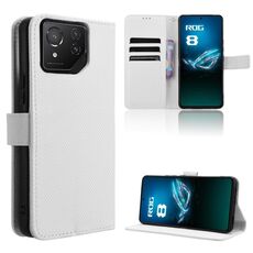 Per ASUS ROG Phone 8 Custodia in pelle con texture diamante (bianca)