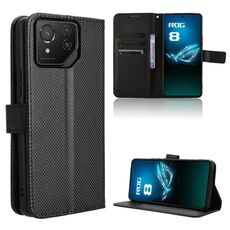 Per ASUS ROG Phone 8 Custodia in pelle con texture diamante (nera)