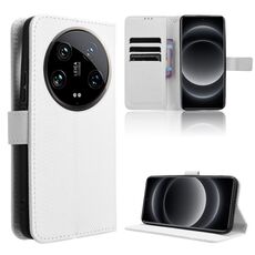 Custodia per telefono in pelle con texture ultra diamante Xiaomi 14 (bianca)