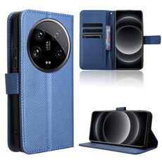 Custodia per telefono in pelle con texture ultra diamante Xiaomi 14 (blu)