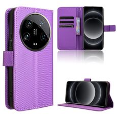 Per la custodia del telefono in pelle con texture ultra diamante Xiaomi 14 (viola)