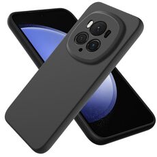 Custodia per telefono antiurto in silicone liquido di colore puro per Honor Magic6 Pro (nera)