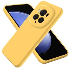 Custodia per telefono antiurto in silicone liquido di colore puro per Honor Magic6 Pro (giallo)